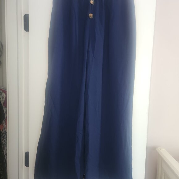 Cupshe Womens Navy Blue Wide Leg Pants Beach Casual Pull On Lightweight NWT - M - Picture 7 of 7